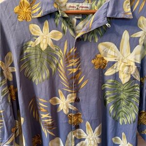Tommy Bahama Silk Island Theme Flower Button Down Shirt Size L